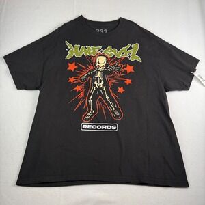 Half Evil 333 Records Skeleton Graphic T-Shirt Mens 2XL Black Streetwear Tee